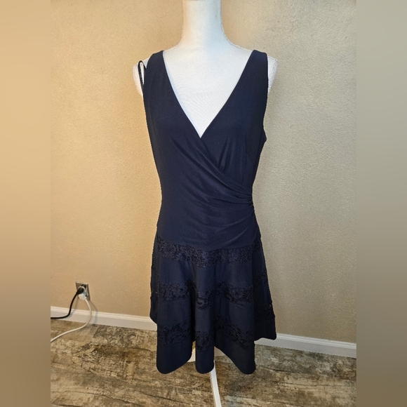 Ralph Lauren Dresses & Skirts - Lauren Ralph Lauren Navy Blue Lace Drop Waist Dress Size 12 (6123)